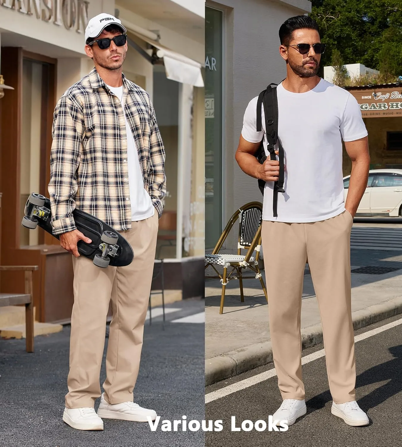 COOFANDY Men's Casual Pants Waffle Knit Yoga Pants Lightweight Sweatpants Open Bottom Lounge Trousers