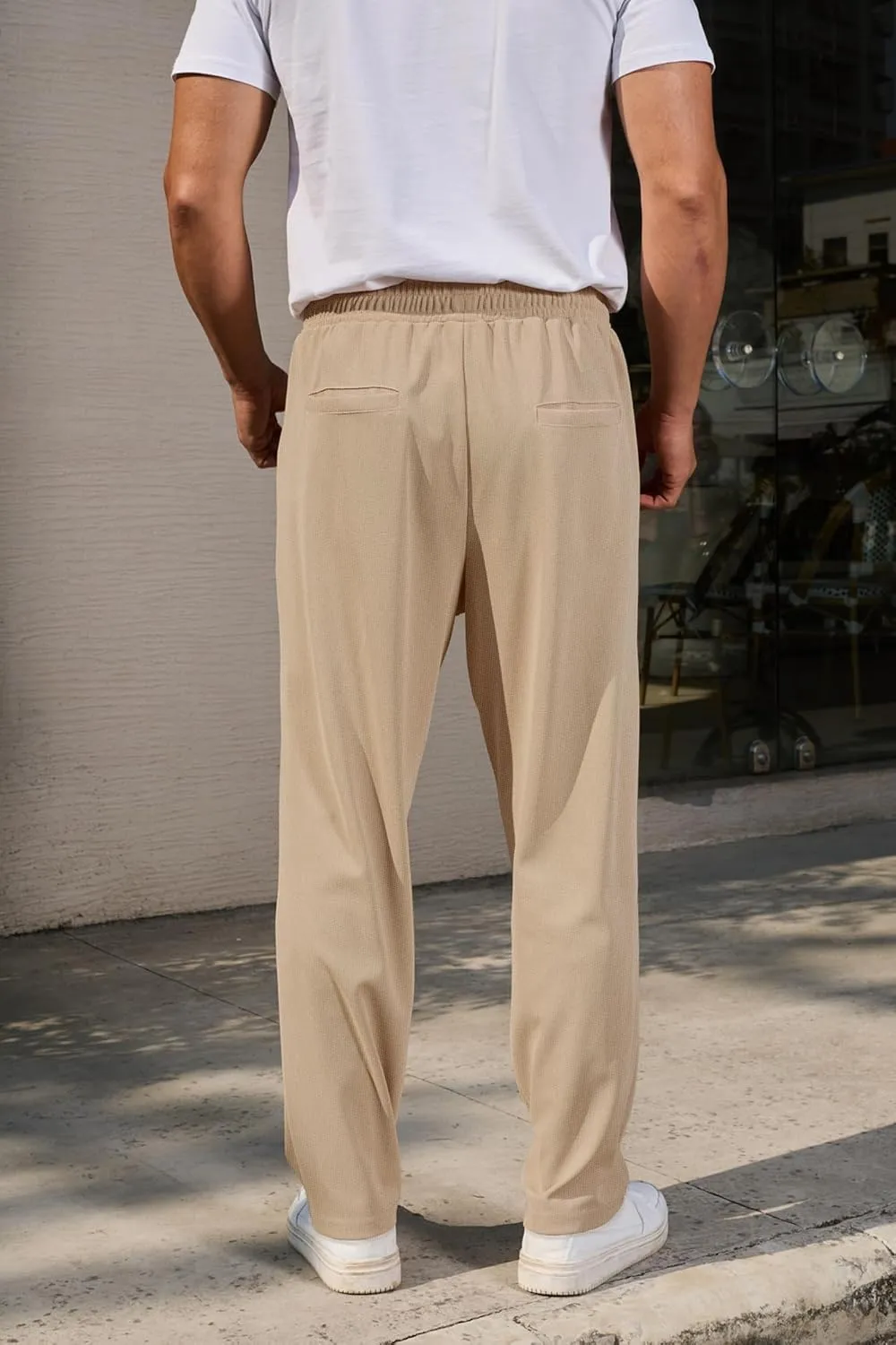 COOFANDY Men's Casual Pants Waffle Knit Yoga Pants Lightweight Sweatpants Open Bottom Lounge Trousers