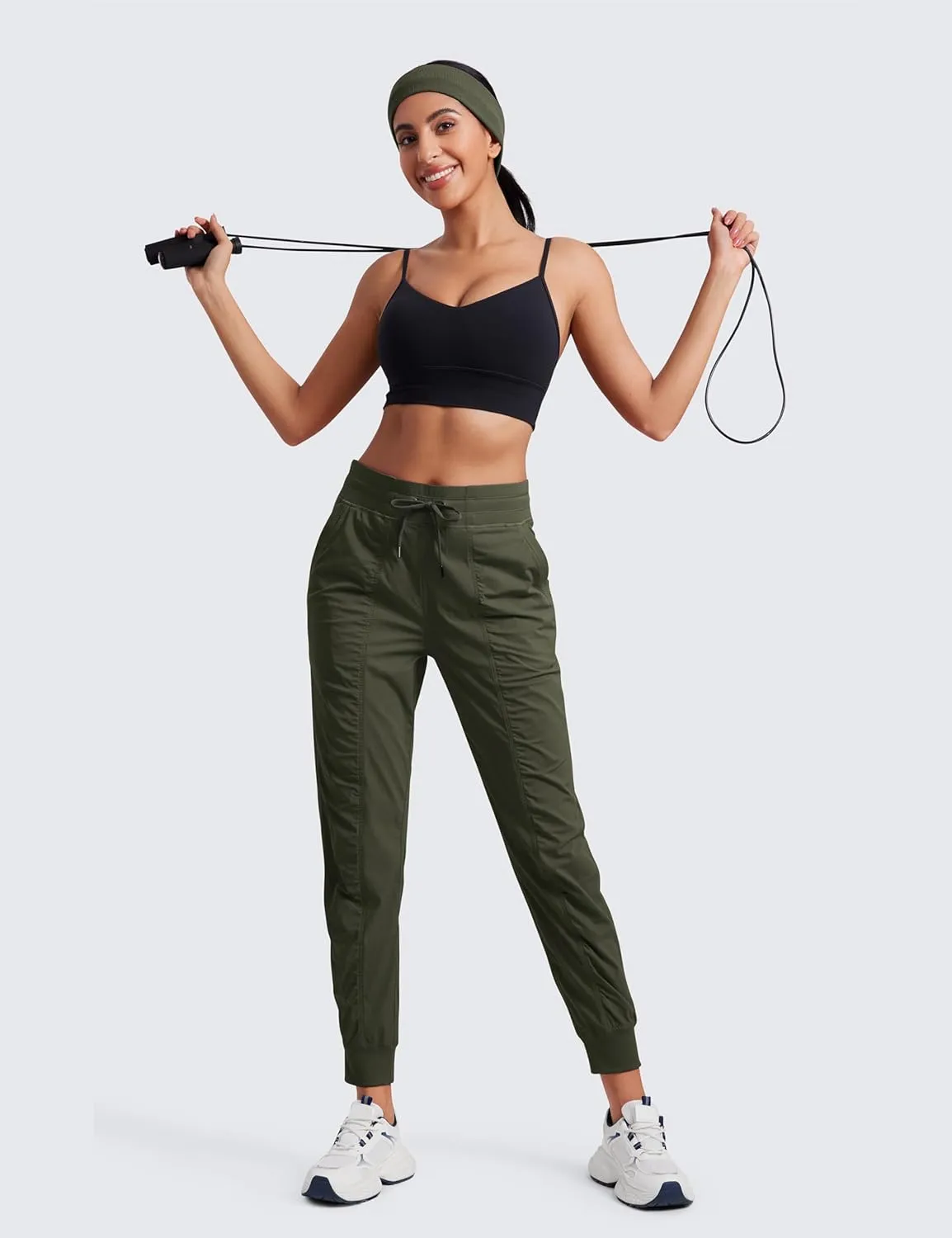 CRZ YOGA Lightweight Workout Joggers for Women, High Waisted Outdoor Running Casual Track Pants with Pockets