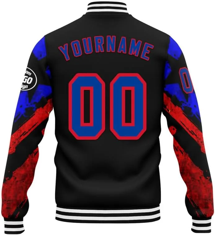 Custom Varsity Jacket  Bold American Eagle Bomber with Team Name, Logo, and Number  Patriotic Baseball Jacket
