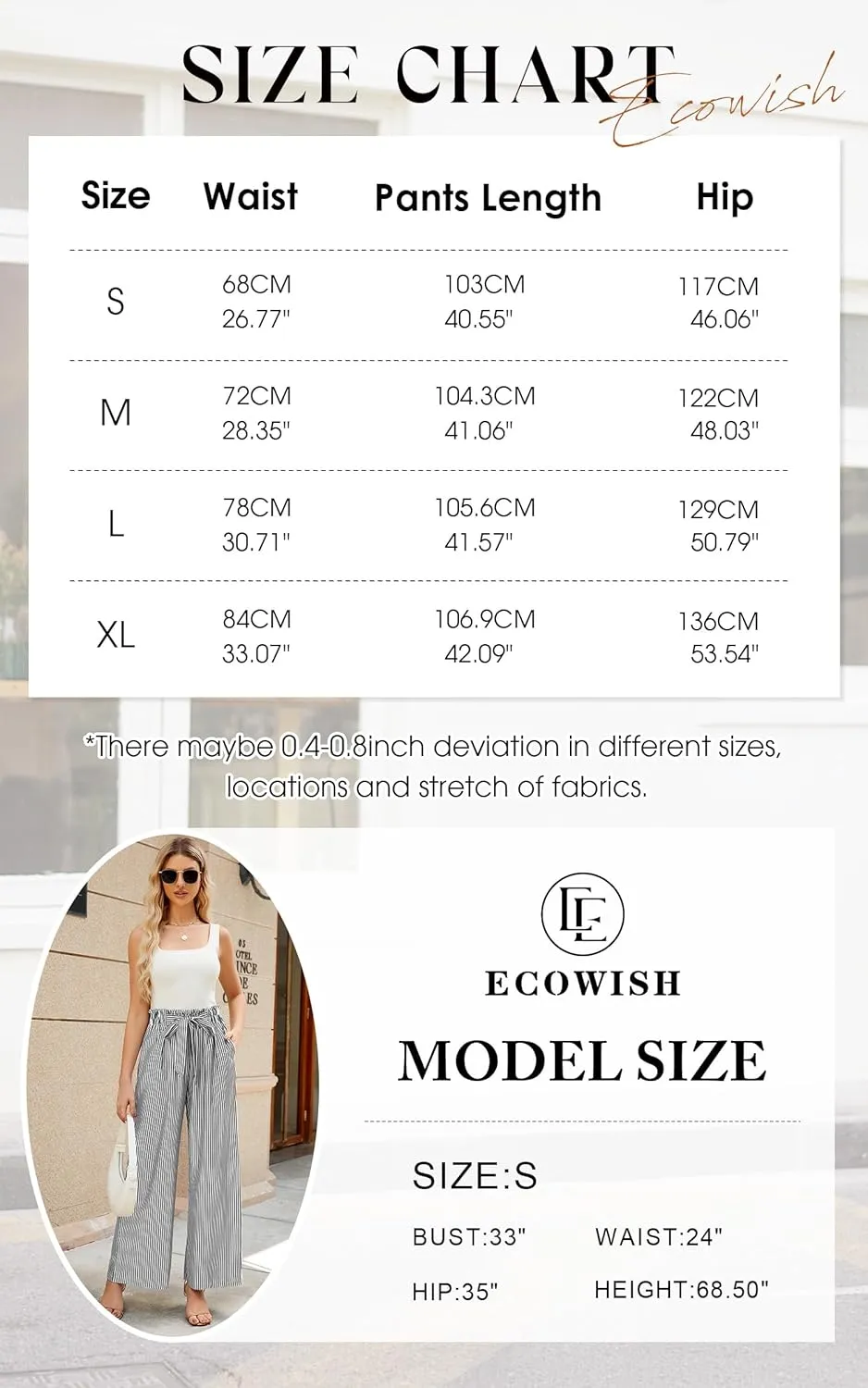 ECOWISH Palazzo Pants for Women Casual 2025 Summer Loose Baggy Wide Leg Flowy High Waisted Polka Dot Trouser with Belt Pocket