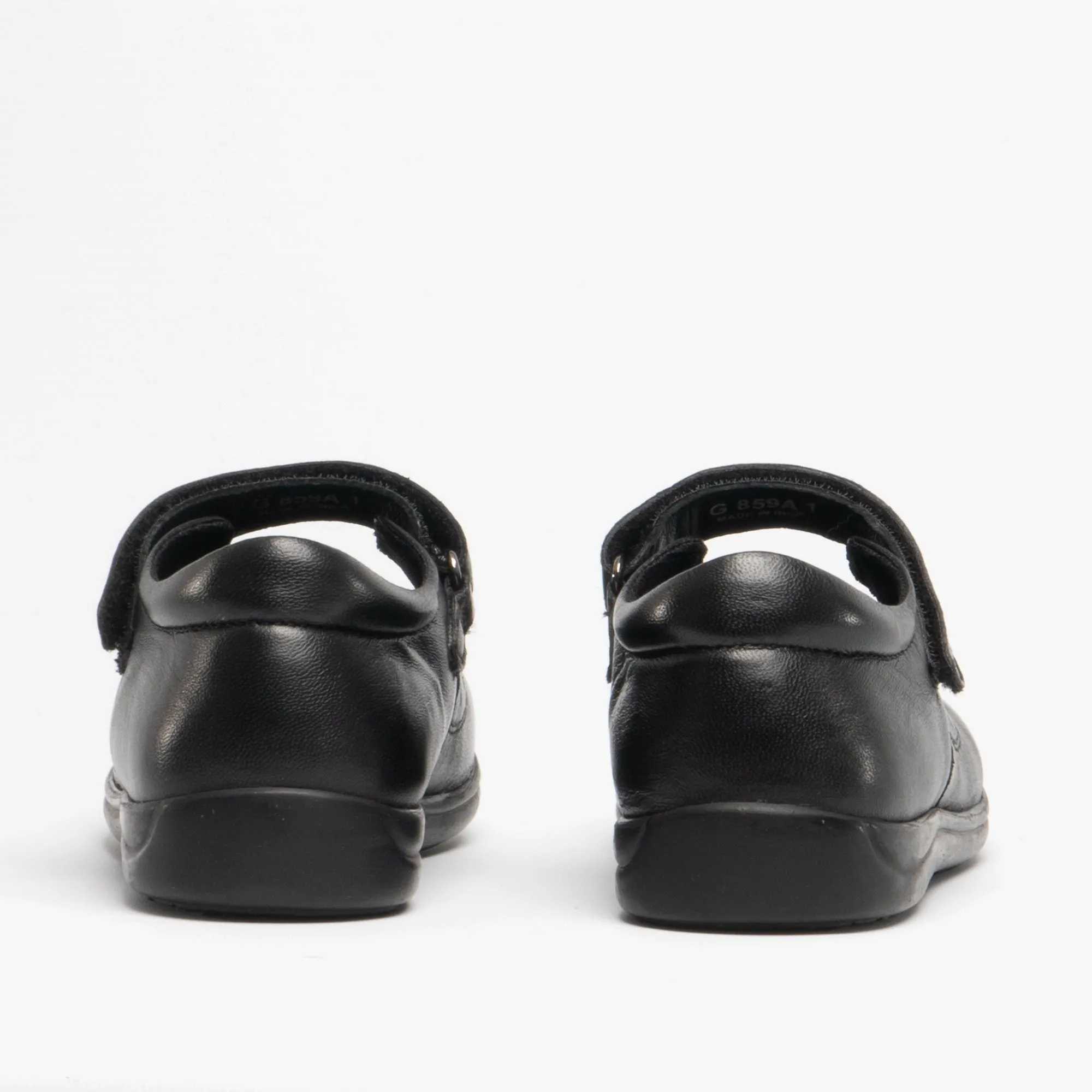 ELSA Girls Leather Touch Fasten Mary Jane Shoes Black