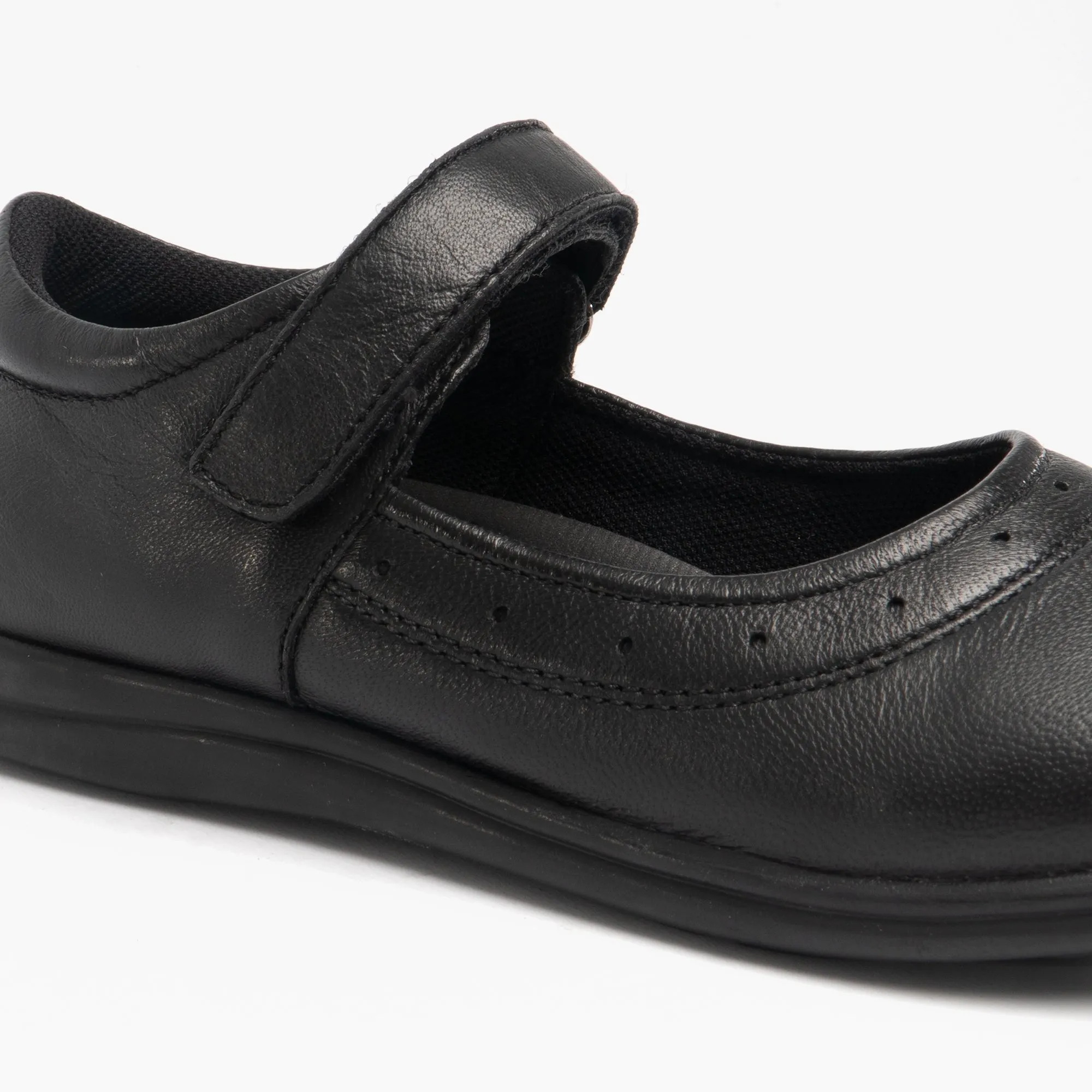 ELSA Girls Leather Touch Fasten Mary Jane Shoes Black