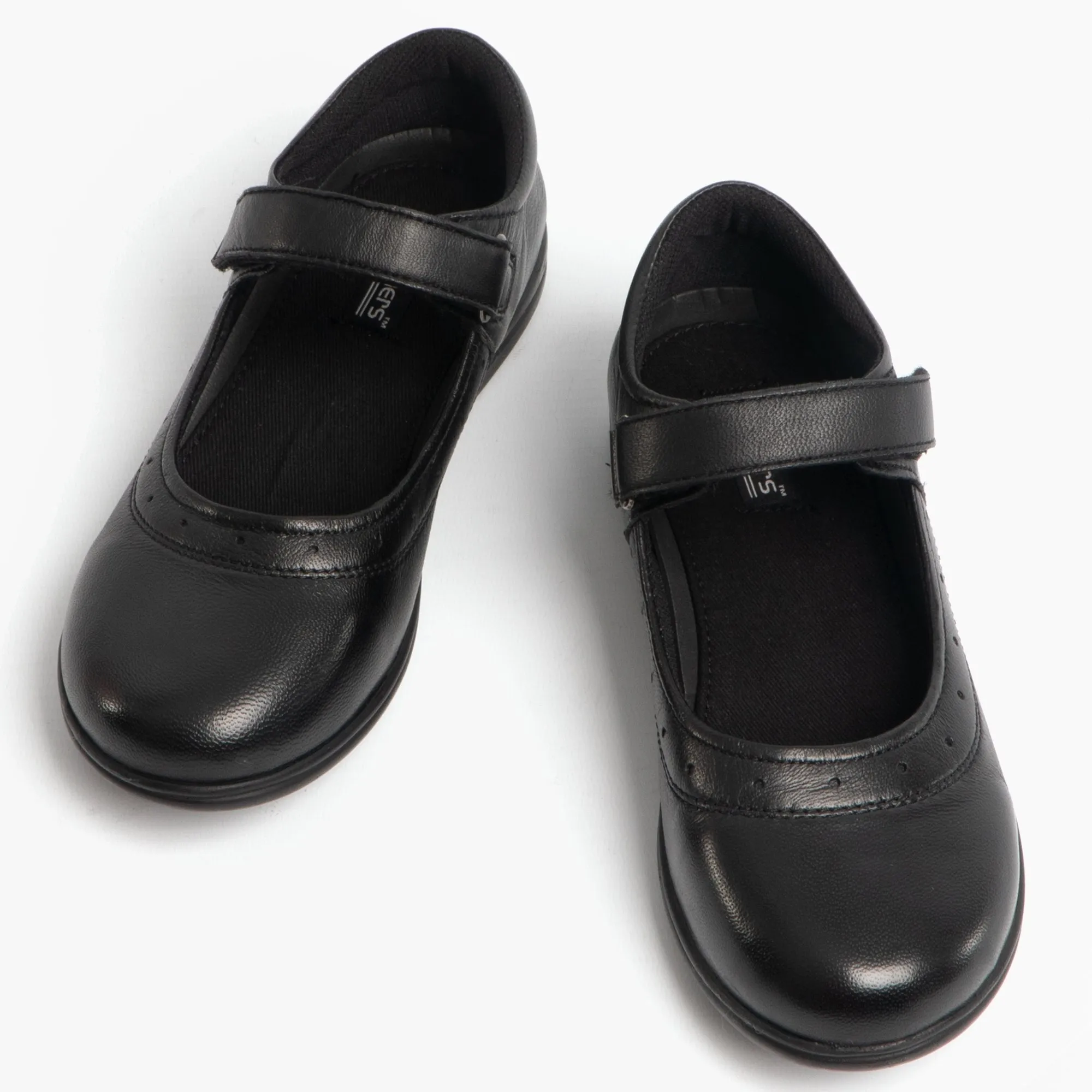 ELSA Girls Leather Touch Fasten Mary Jane Shoes Black