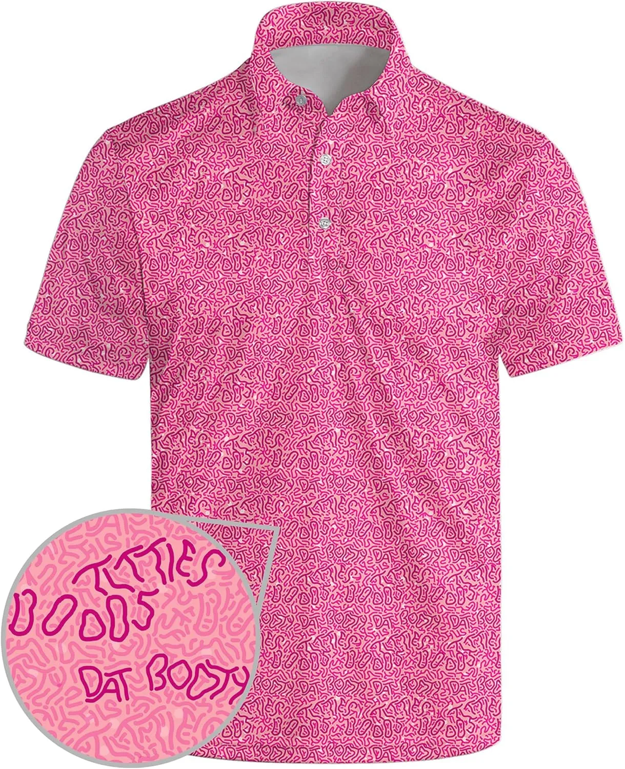 Golf Polo Shirts for Men Funny Print Short Sleeve Golf Shirts Performance Golf Polos