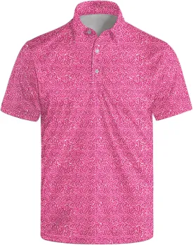 Golf Polo Shirts for Men Funny Print Short Sleeve Golf Shirts Performance Golf Polos