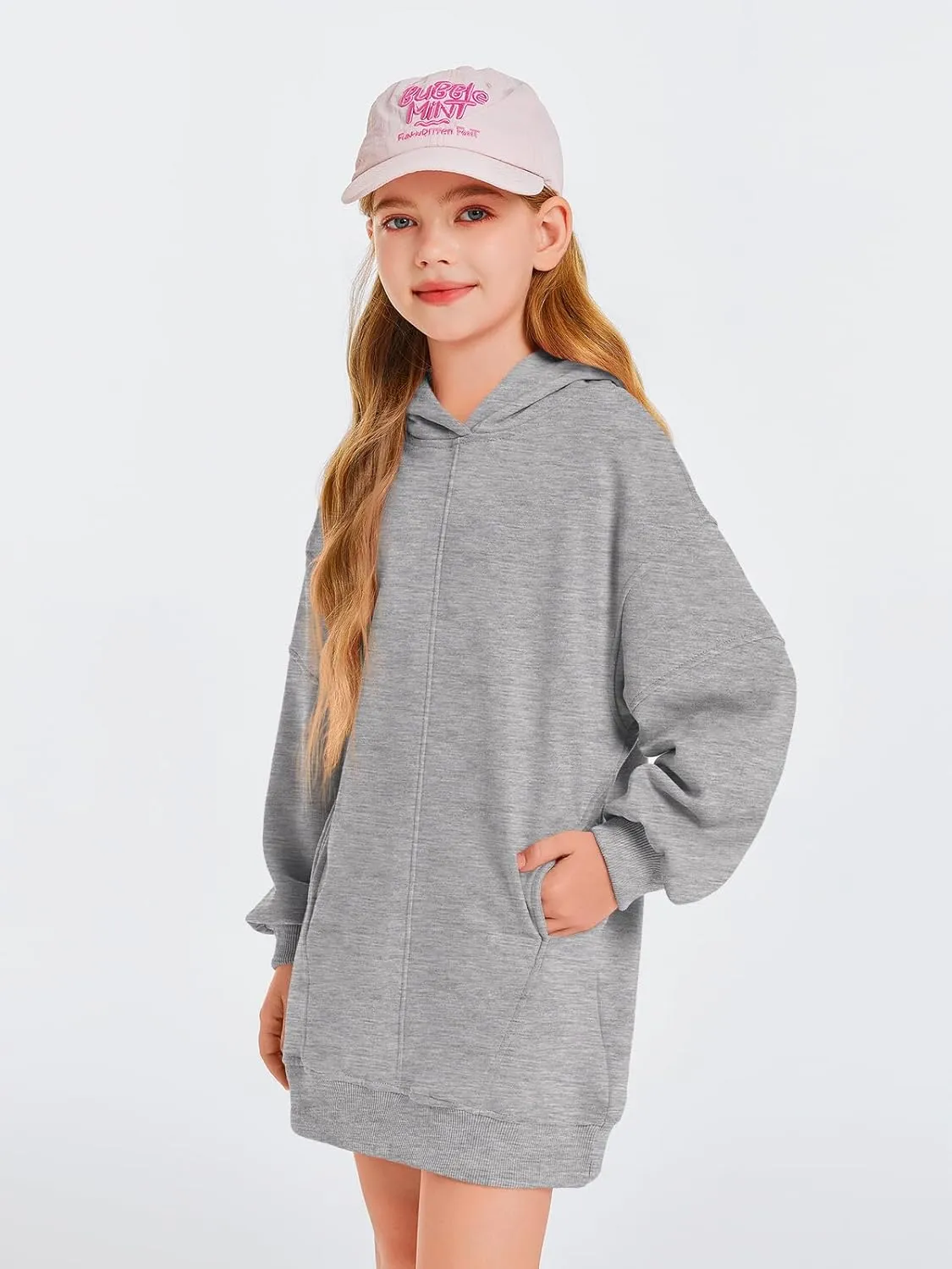 Haloumoning Girls Hoodie Dress Long Sleeve Hooded Sweatshirts Dress Cute Fall Outfits with Pockets 5-14 Years
