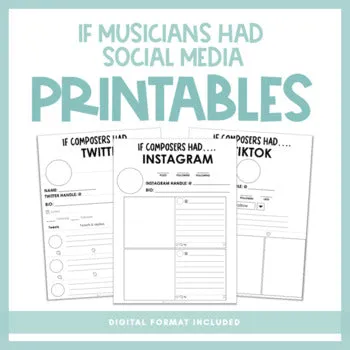 If Musicians Had Social Media | Printables & Virtual Learning Activity