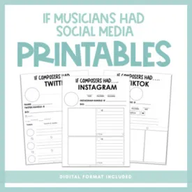 If Musicians Had Social Media | Printables & Virtual Learning Activity