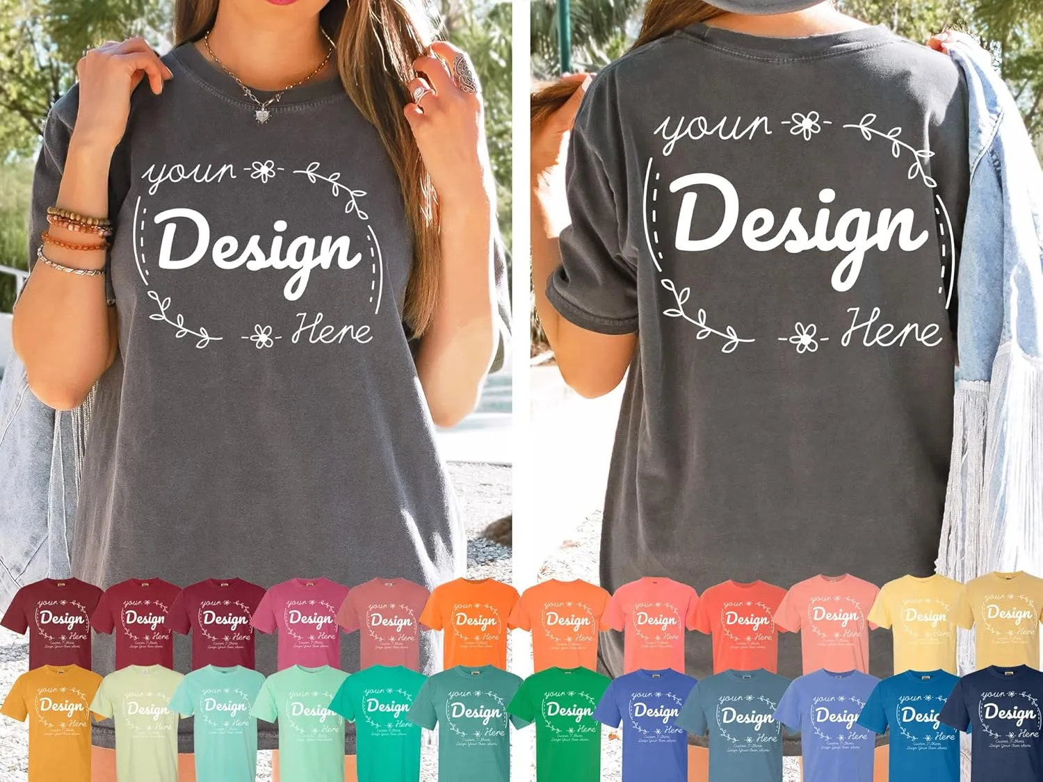 INK STITCH Custom Design Your Own Unisex 1717 Comfort Colors Garment Dyed Personalized Printing T-Shirts