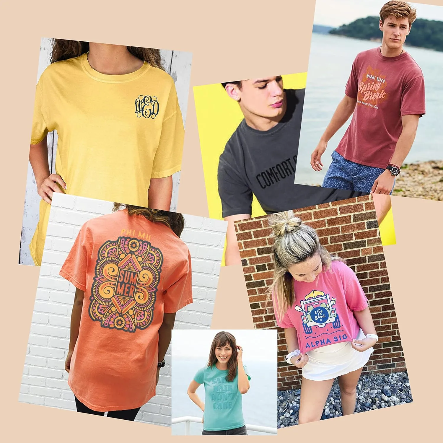 INK STITCH Custom Design Your Own Unisex 1717 Comfort Colors Garment Dyed Personalized Printing T-Shirts