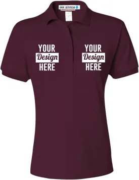 INK STITCH Custom Women 437wr Logo Texts Embroidery SpotShield Polo Shirts