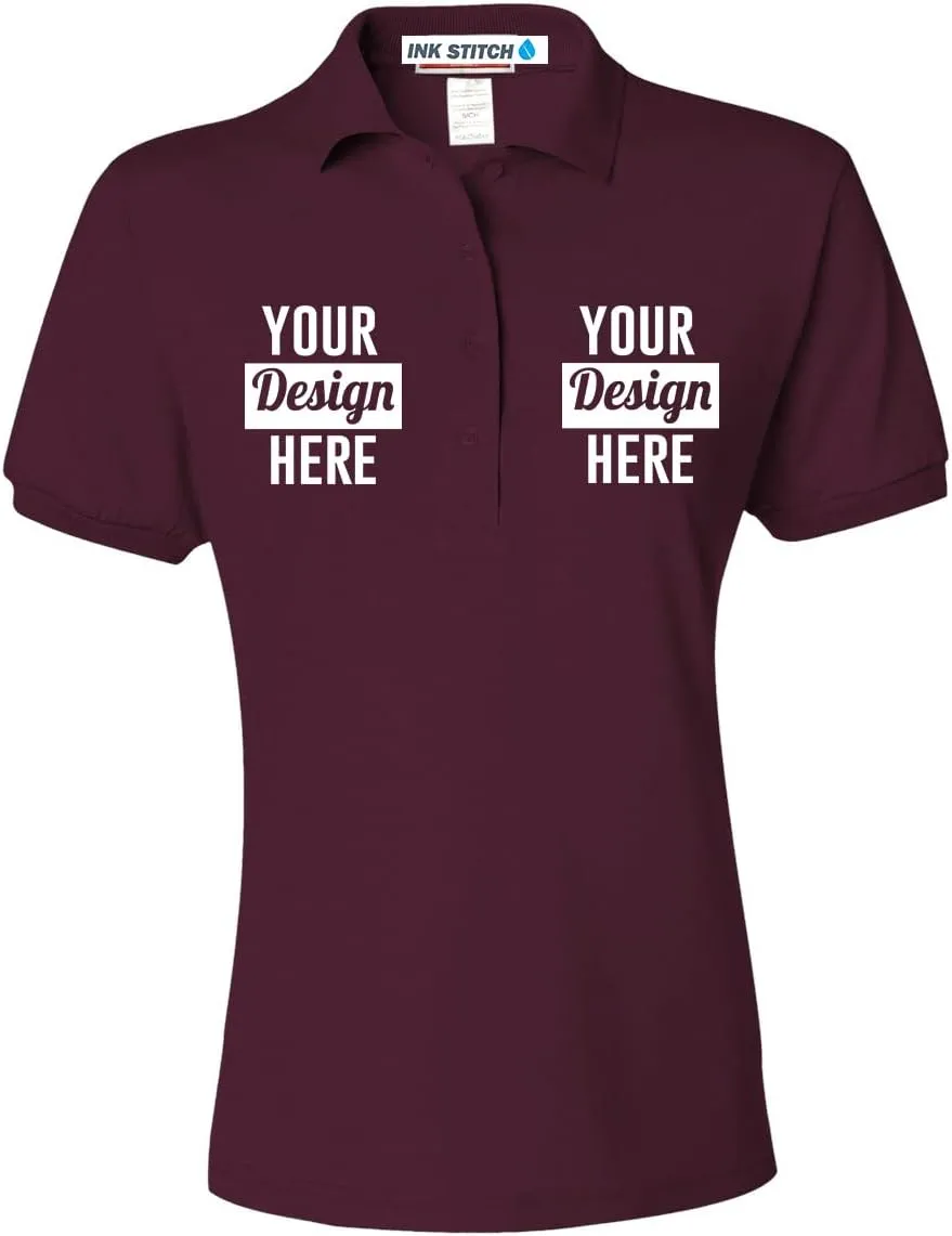 INK STITCH Custom Women 437wr Logo Texts Embroidery SpotShield Polo Shirts