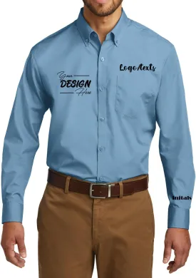 INK STITCH Men W100 Custom Personalized Embroidery Add Logo Texts Easy Care Long Sleeve Dress Buttondown Shirts