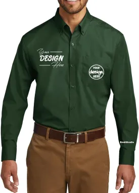 INK STITCH Men W100 Custom Personalized Embroidery Add Logo Texts Easy Care Long Sleeve Dress Buttondown Shirts