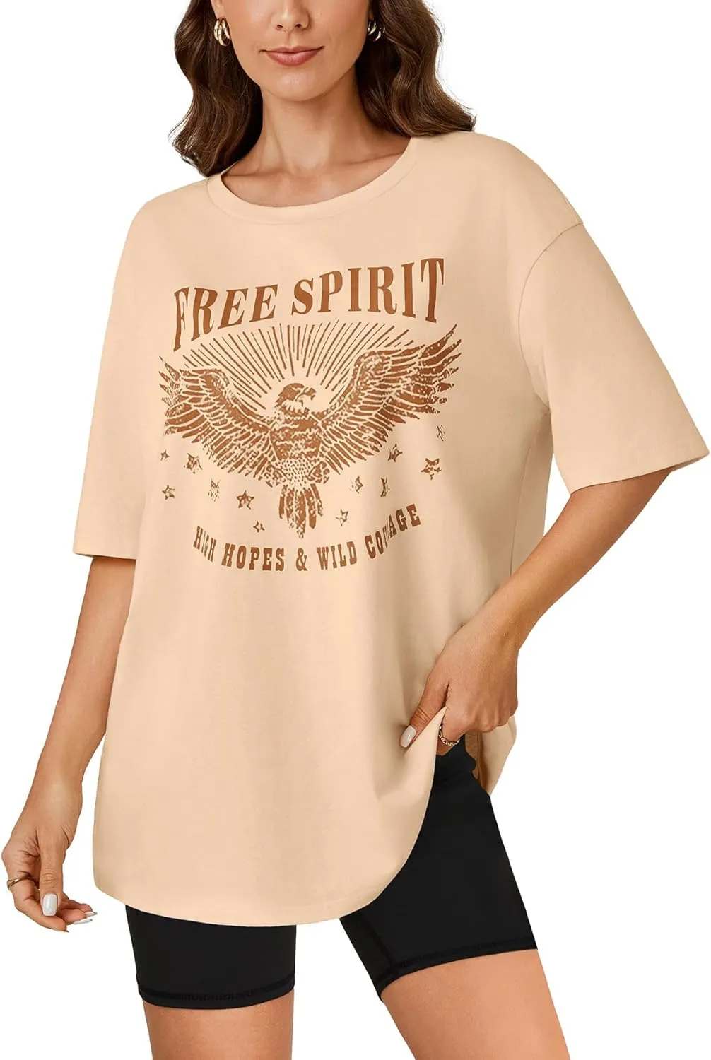 KIFOVEN Womens Oversized T Shirt Graphic Tees Short Sleeve Cotton Loose Fit Summer Causal Top