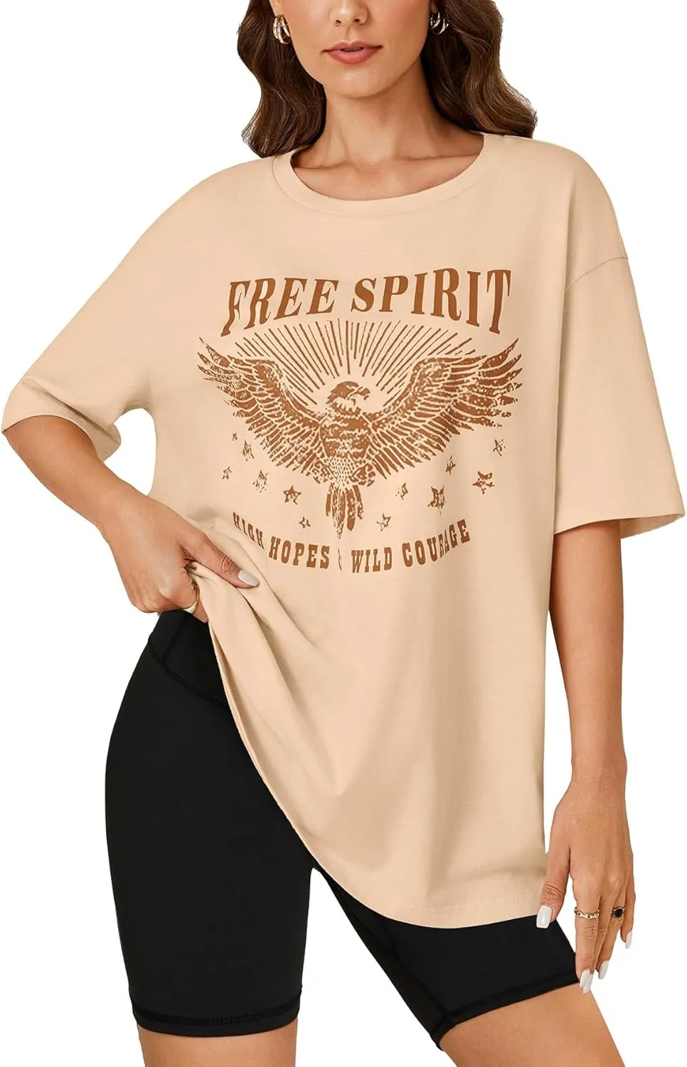 KIFOVEN Womens Oversized T Shirt Graphic Tees Short Sleeve Cotton Loose Fit Summer Causal Top