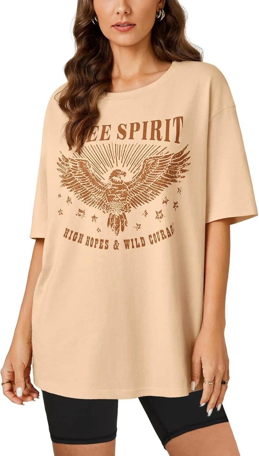 KIFOVEN Womens Oversized T Shirt Graphic Tees Short Sleeve Cotton Loose Fit Summer Causal Top