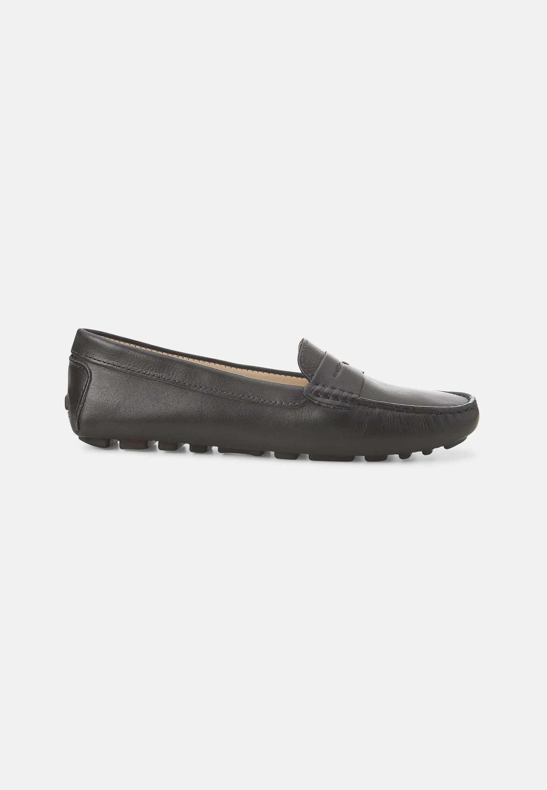 Ladies Leather Penny Loafers in Beige