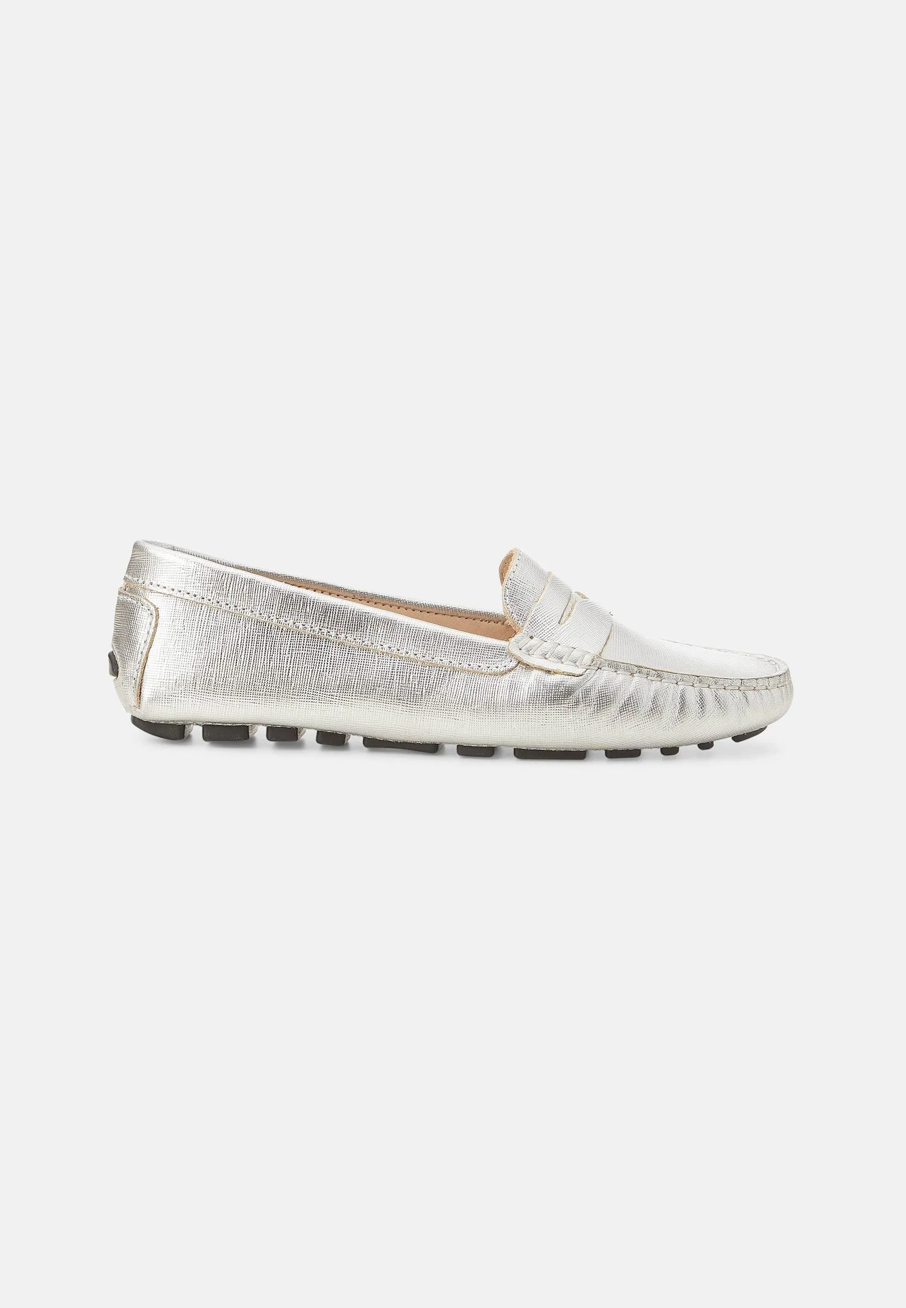 Ladies Leather Penny Loafers in Beige