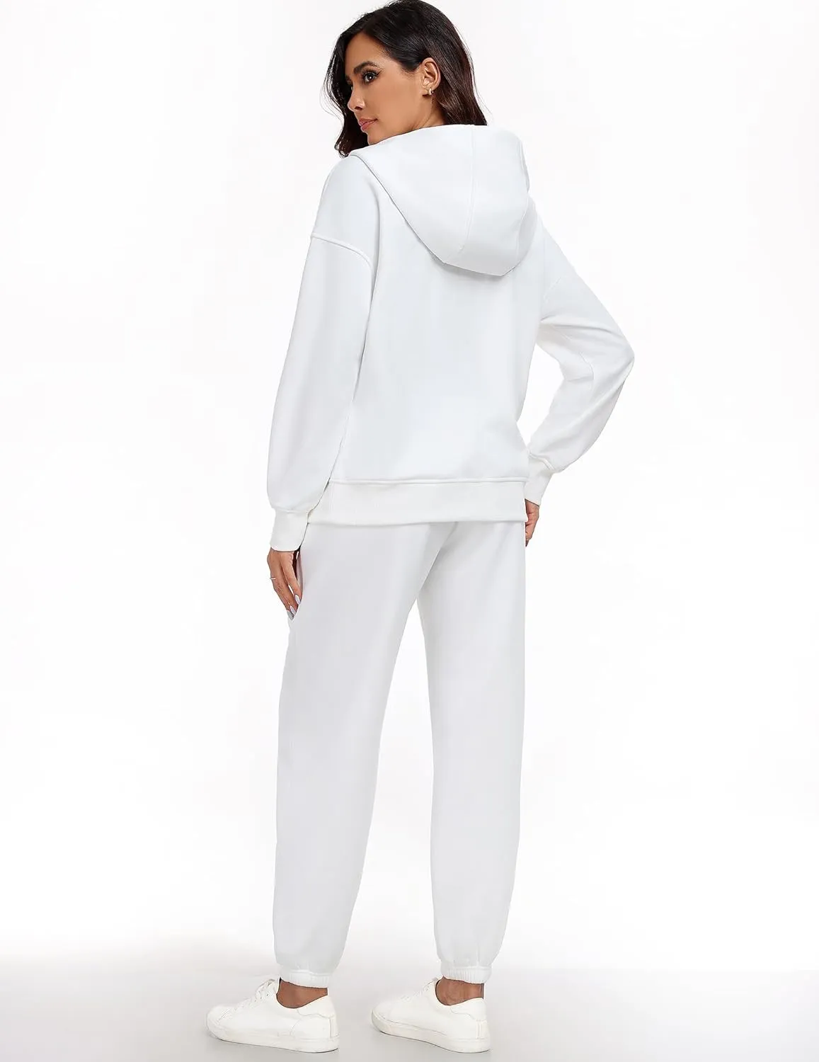 PINSPARK 2 Piece Sets for Women Fleece Sweatsuits Zip Up Hoodie Sweatshirts Drawstring Jogger Sweatpants With Pockets 2024