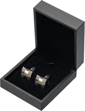 PU Leather Small Cufflink Gift Box Jewelry Display Case (Black)