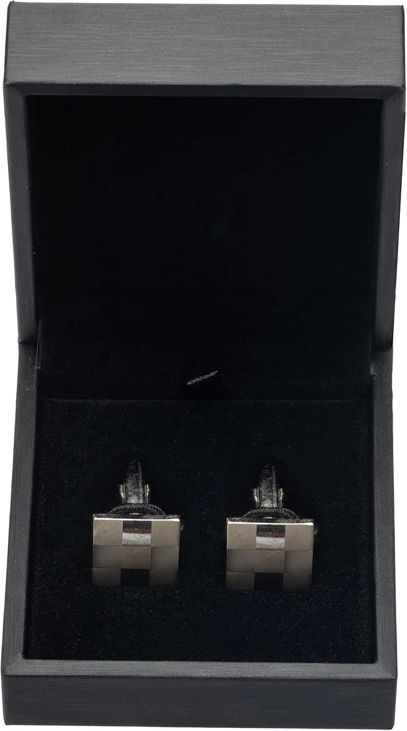PU Leather Small Cufflink Gift Box Jewelry Display Case (Black)