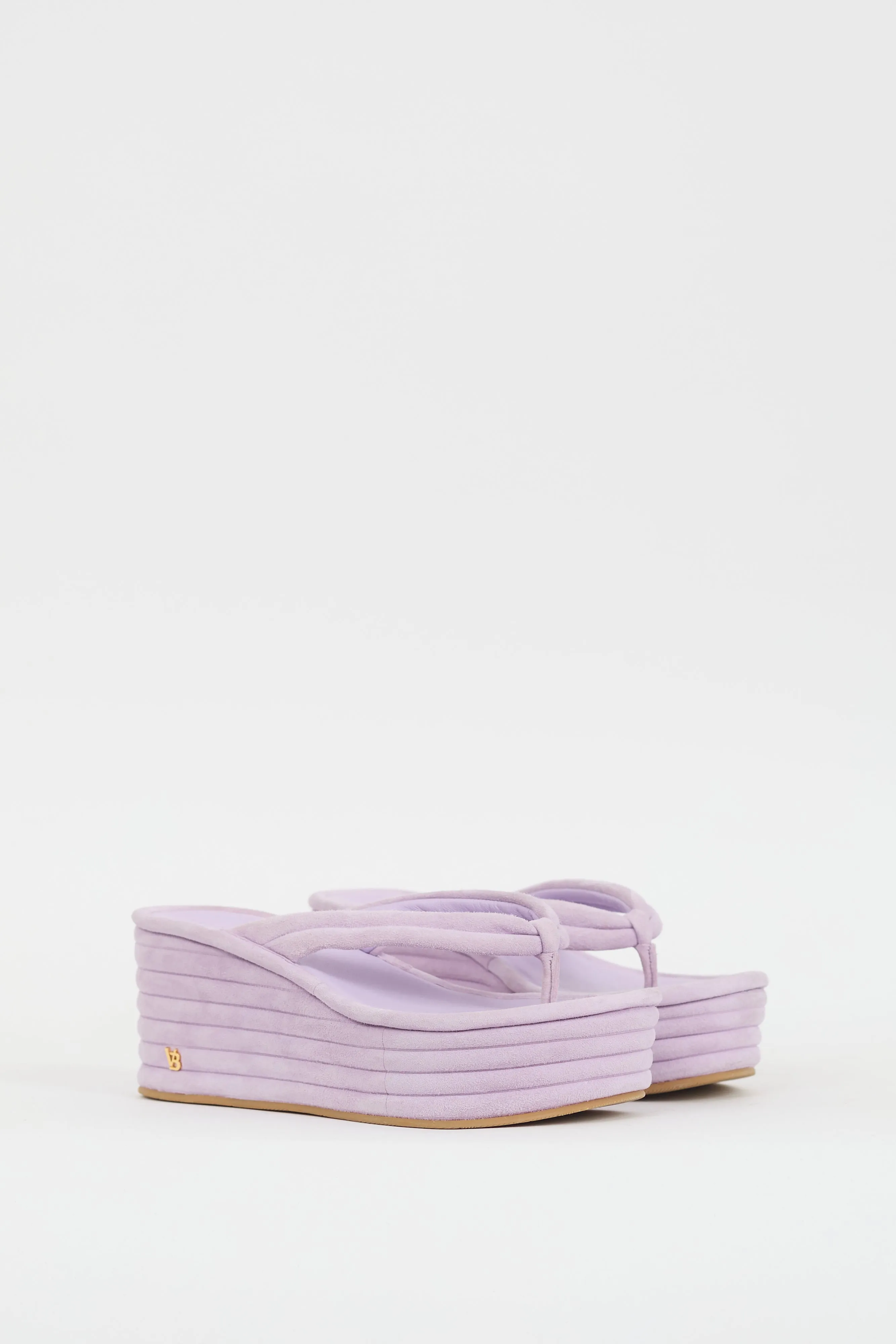 Purple Suede Geno Platform Thong Sandal
