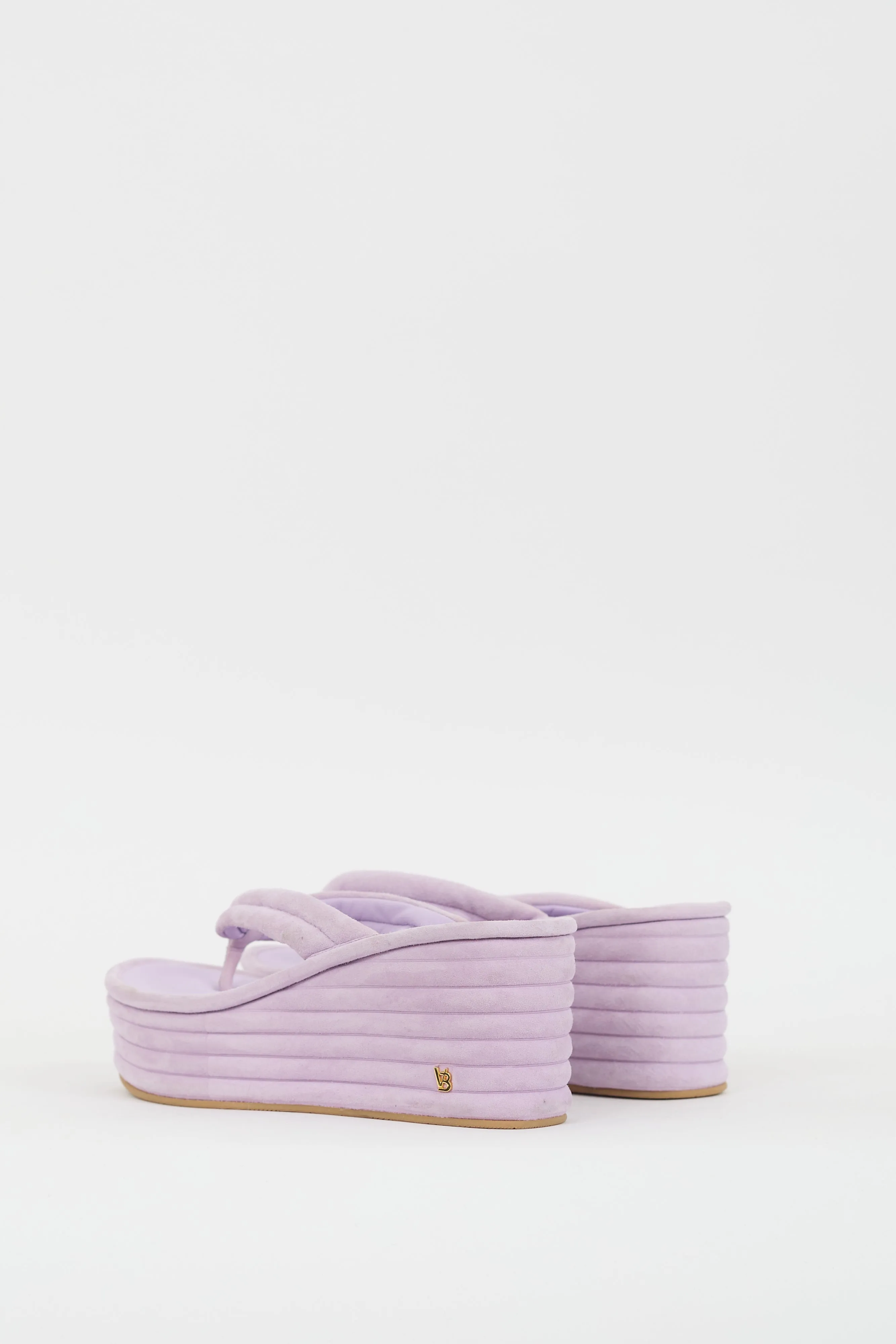 Purple Suede Geno Platform Thong Sandal
