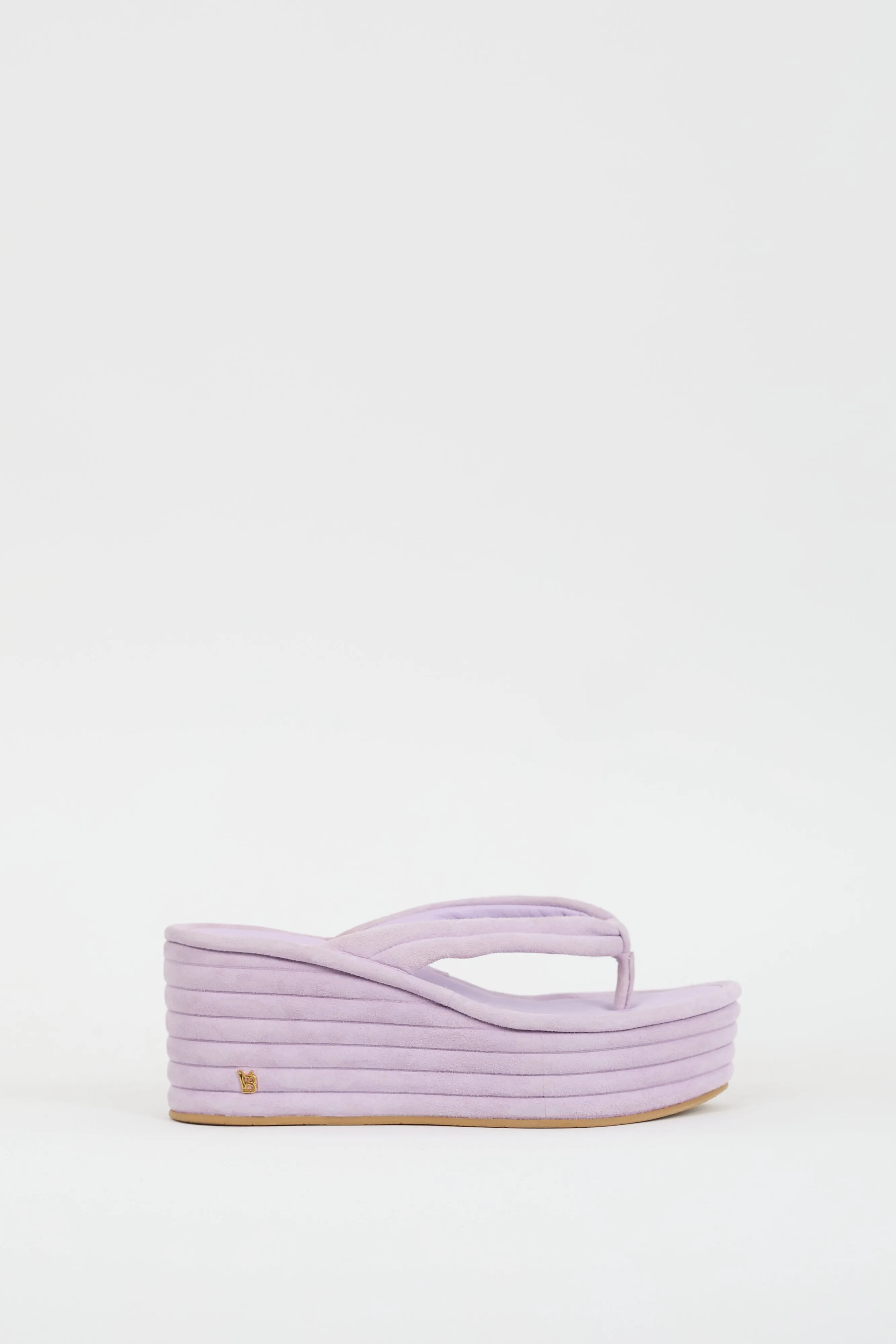 Purple Suede Geno Platform Thong Sandal