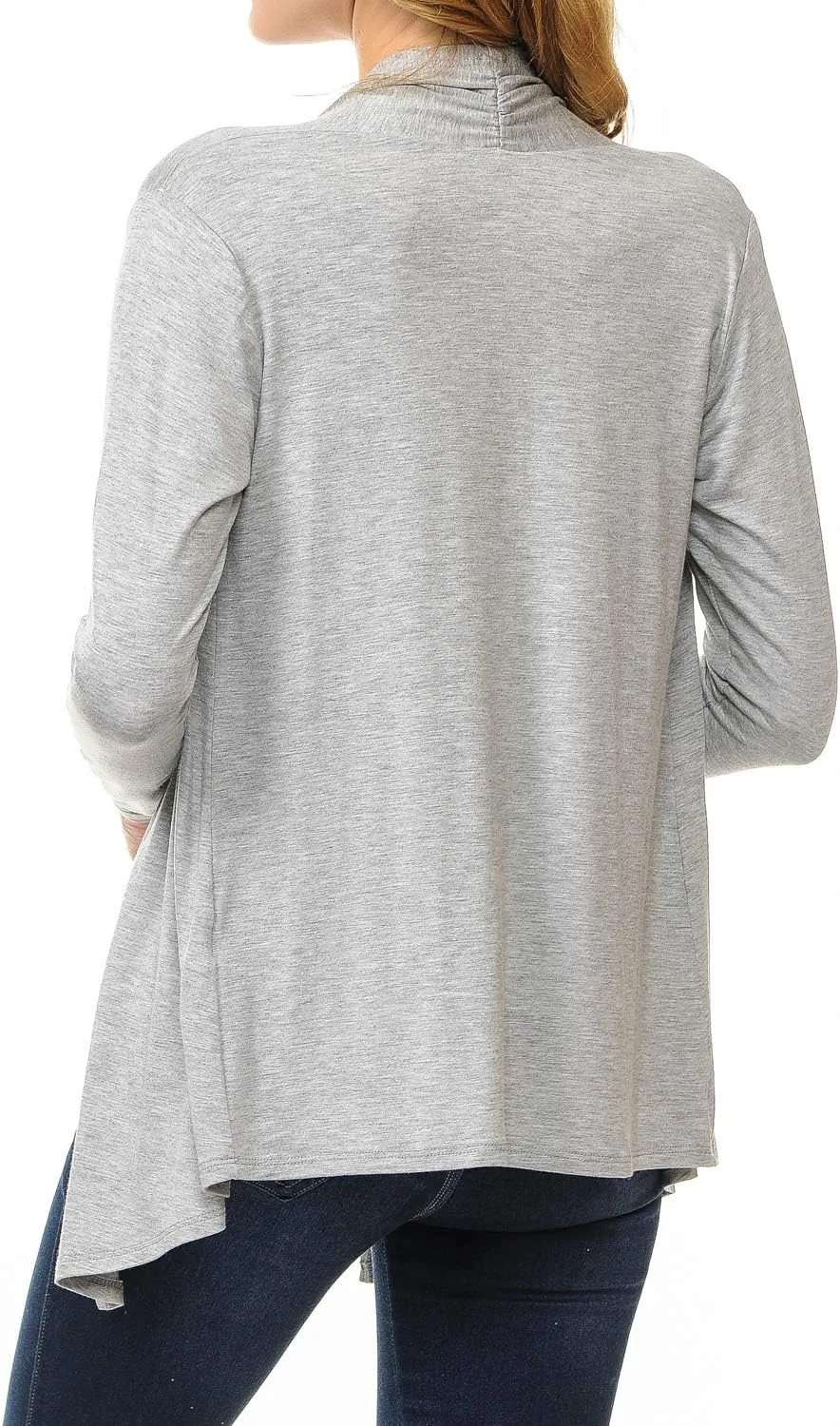 Women's Long Sleeve Open Front Drape Lightweight Knit Cardigan (S-3XL)