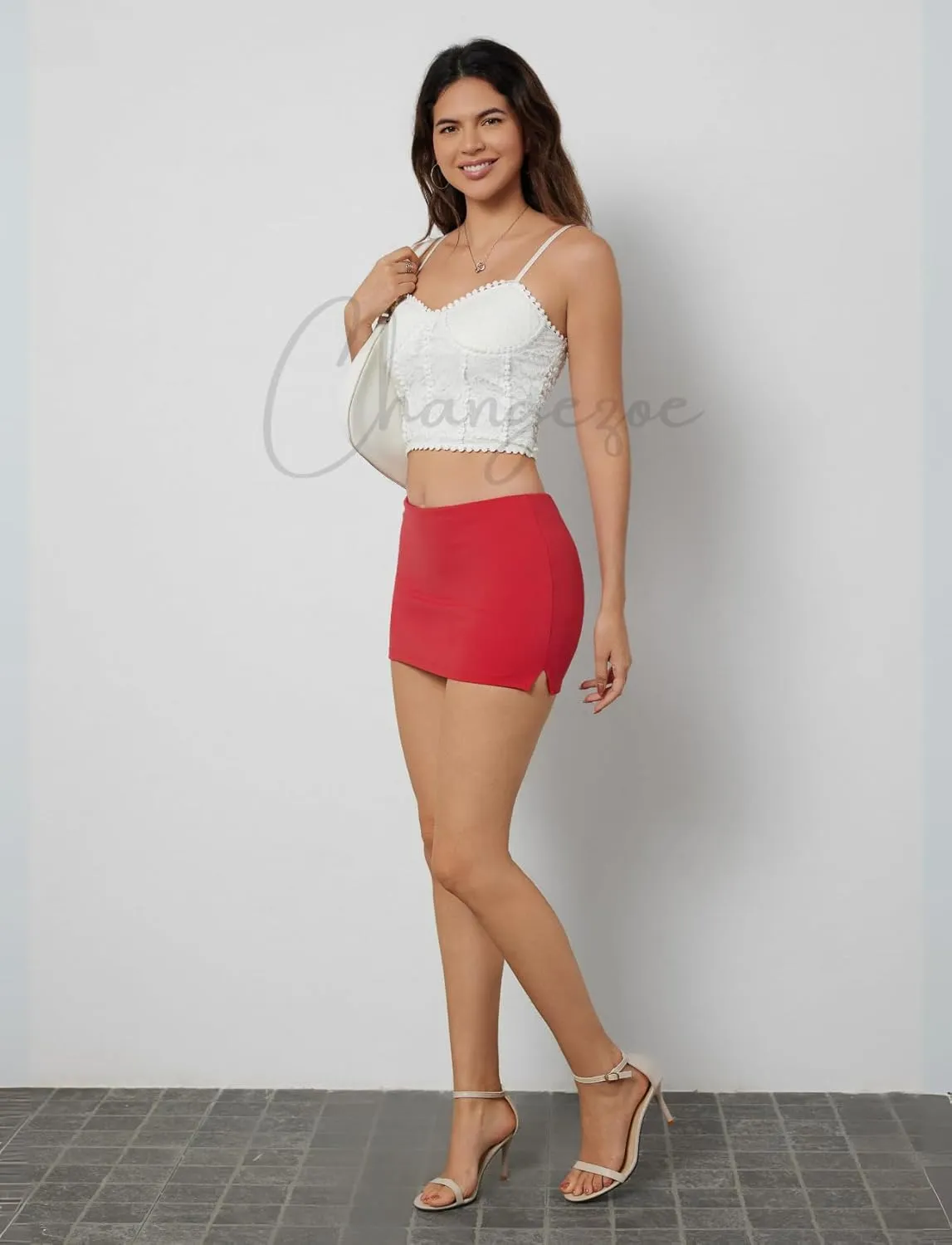 Women's Mini Skorts Mid-Low Rise Mini Skirt with Shorts Side Slit Sexy Summer Skirts