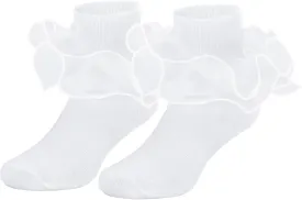 Zando Girls Ruffle Socks Big Double Lace Turn Cuff Dress Socks Cute Lace Socks for Toddler and Kids 2/3 Pairs