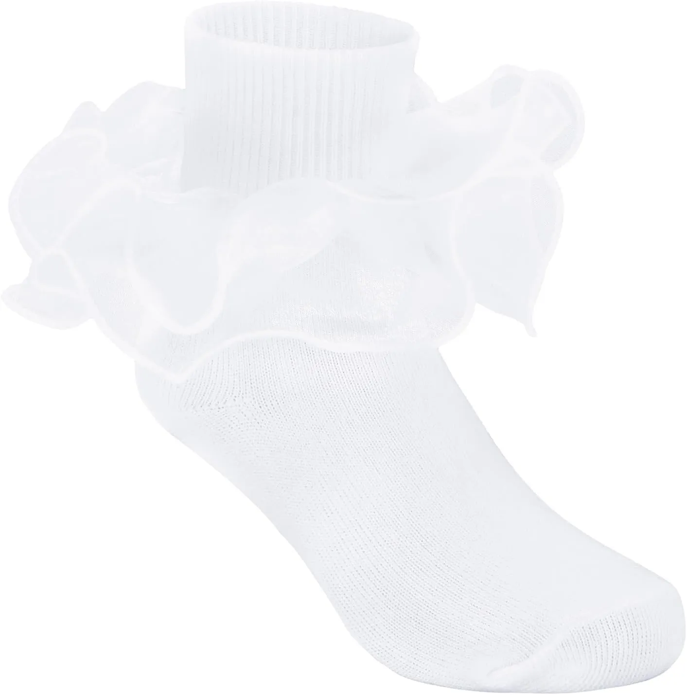 Zando Girls Ruffle Socks Big Double Lace Turn Cuff Dress Socks Cute Lace Socks for Toddler and Kids 2/3 Pairs