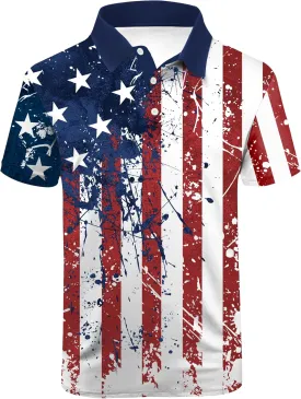 ZITY Men's Flag Golf Polo Shirts Short Sleeve Tactical Collared Shirt Men Outdoor Moisture Wicking Shirts
